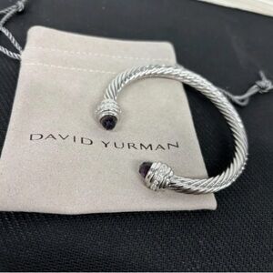 David Yurman Classic Cablespira Bracelet Silver with Amethyst and Diamond 7mm